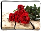 Bukiet, Czerwonych, Róż, Ławka, Walentynki