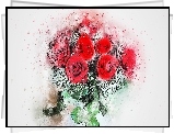 Róże, Bukiet, Paintography