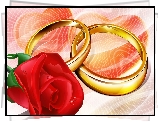 Róża, Czerwona, Dwie, Obrączki, Ślub, Grafika 2D