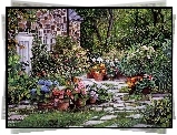 Dom, Ogród, Kwiaty, Doniczki
