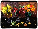 Kolorowe, Tulipany, Bukiety, Obraz