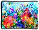 Kolorowe, Kwiaty, Róże, Paintography