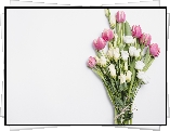 Kwiaty, Bukiet, Różowe, Tulipany, Biała, Eustoma