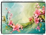 Grafika 2D, Różowe, Kwiaty