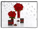 Kwiaty, Bukiety, Czerwone, Róże, Prezenty