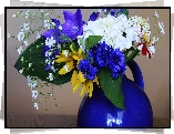 Niebieski, Flakon, Kolorowe, Kwiaty