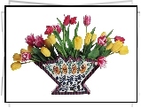 Bukiet, Różnokolorowe, Tulipany