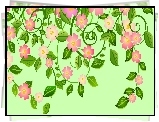 Różowe, Kwiatki, Listki, Grafika 2D, Tekstura