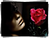 Kobieta, Twarz, Róża
