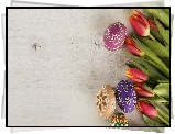 Wielkanoc, Kwiaty, Tulipany, Pisanki