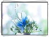 Białe, Kwiaty, Motyl, Ozdoba