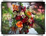 Bukiet Kwiatów, Róża, Tulipany, Orchidea, Alstroemeria
