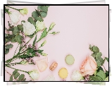 Ciasteczka, Makaroniki, Kwiaty, Eustoma, Róża