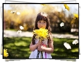 Mała, Dziewczynka, Kwiaty