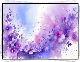 Fioletowo-różowe, Kwiaty, Grafika
