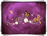 Grafika 2D, Motyle, Kwiaty, Kobieta