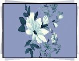 Grafika 2D, Kwiaty, Niebieskie tło