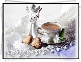 Herbata, Ciasteczka, Kwiatek, Porcelana, Figurka, Aniołka
