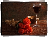 Róże, Kieliszek, Wino