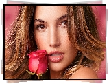 Kobieta, Roza, Makijaz, Lily Aldridge