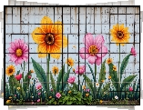 Kolorowe, Kwiaty, Mural