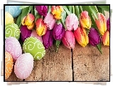 Kompozycja, Wielkanoc, Pisanki, Tulipany