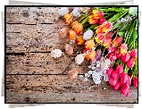 Kompozycja, Wielkanoc, Pisanki, Tulipany, Bazie