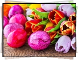 Kompozycja, Wielkanoc, Tulipany, Pisanki