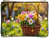 Bukiet, Kwiaty, Kolorowe, Koszyk
