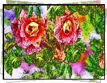 Kwiaty, Róże, Grafika, Fractalius