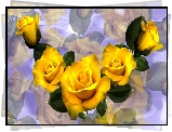 Kwiaty, Żółte, Róże, Grafika, Kolorowe tło