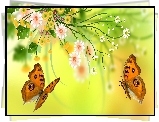 Motyle, Kwiaty, Grafika 2D