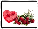 Kwiaty, Róże, Pudełko, Serce