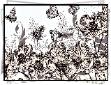 Kwiaty, Motyle, Sepia, 2D