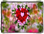 Kwiaty, Róże, Serce, Grafika