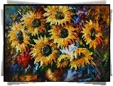 Leonid Afremov, Słoneczniki, Obraz, Olej