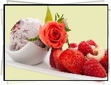 Lody, Owoce, Róża, Kompozycja