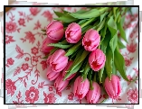 Różowe, Tulipany, Kwiecisty, Materiał