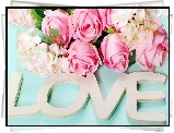Miłość, Napis, Love, Róże