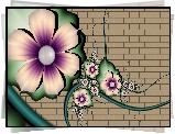 Mur, Kwiaty, Grafika, 3D