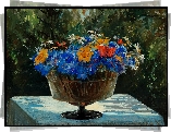 Malarstwo, Olga Aleksandrowna Romanowa, Kolorowe, Kwiaty, Stół