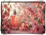 Flakon, Perfumy, Różowe, Kwiaty, Kompozycja