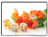 Pomarańczowe, Tulipany, Wielkanocne, Jajka