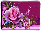 Purpurowe, Róże, Kompozycja, Art