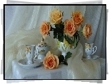 Bukiet, Róż, Porcelana