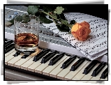 Herbaciana, Róża, Nuty, Szklanka, Instrument muzyczny, Keyboard