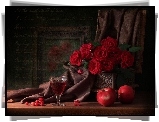 Czerwone, Róże, Jabłka