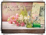 Kwiaty, Róże, Eustoma, Perfumy, Butelki, Zdjęcie, Vintage