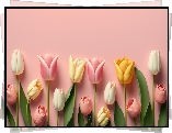 Kwiaty, Kolorowe, Tulipany, Różowe, Tło, 2D
