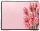 Kwiaty, Różowe, Tulipany, Różowe tło, 2D